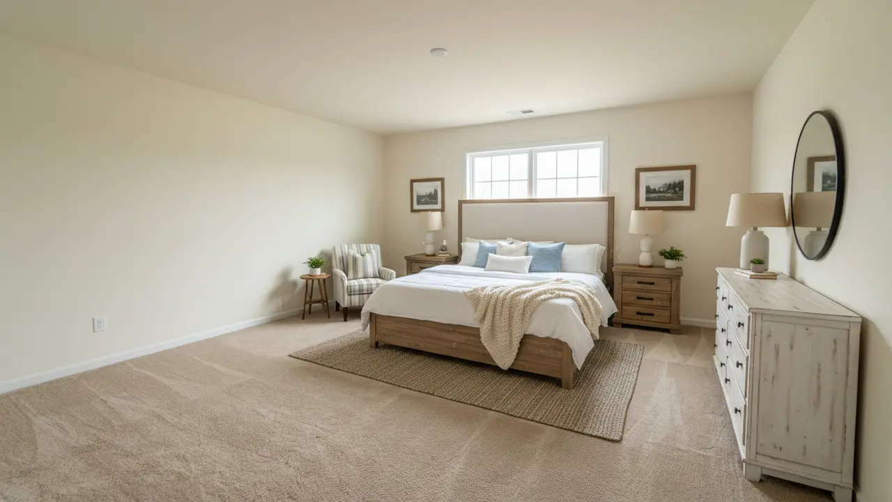 Warm Bedroom Concept - farmhouse style staging