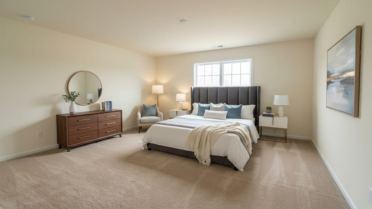 Standard Bedroom after AI virtual staging in modern style