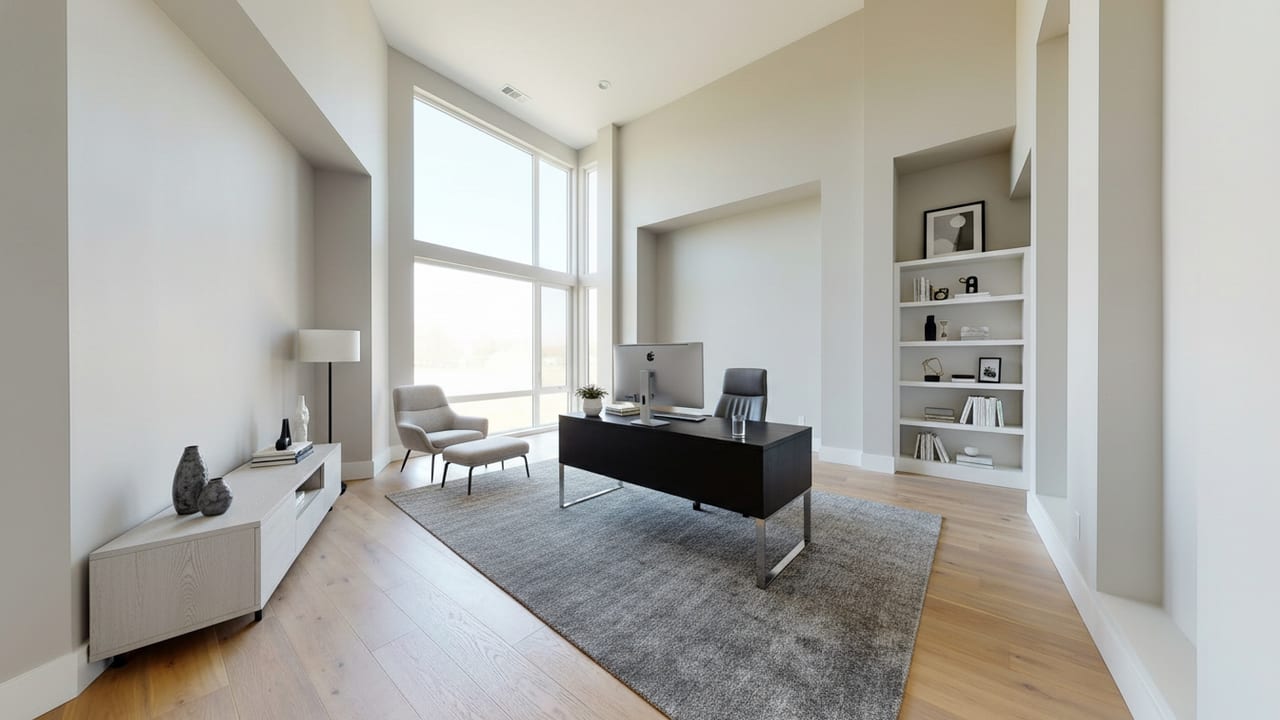 Spare Room Office after AI virtual staging in modern style