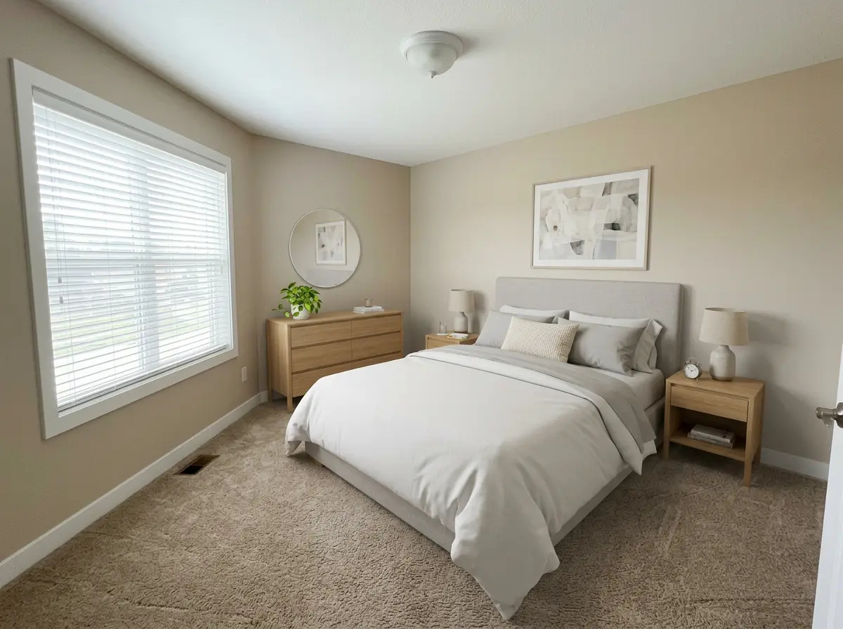 Suburban Master Bedroom after AI virtual staging in modern style