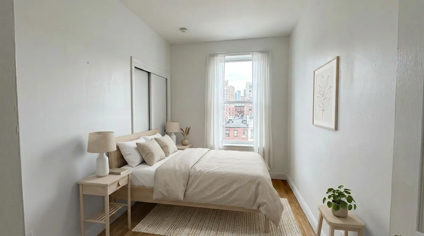 Urban Bedroom Retreat after AI virtual staging in scandinavian style