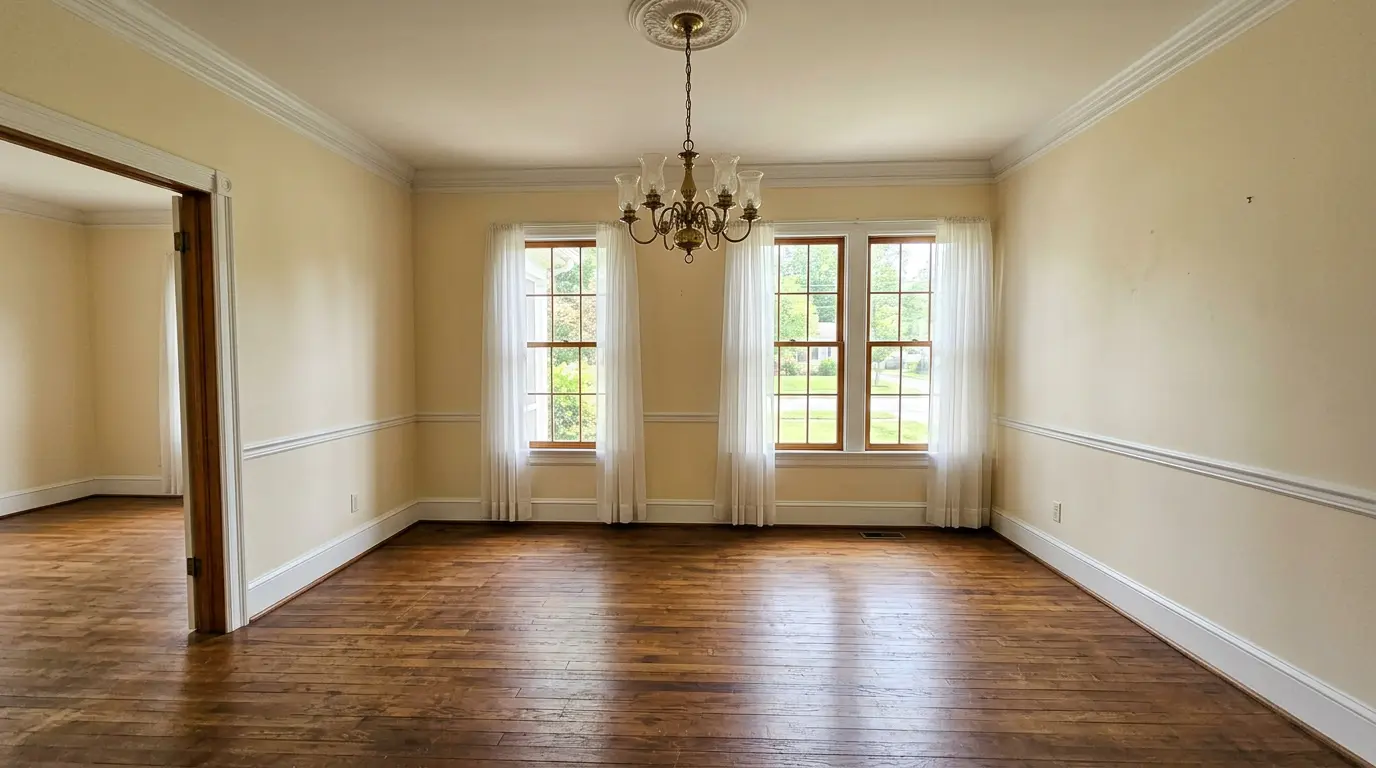 Dated Dining Refresh before AI virtual staging