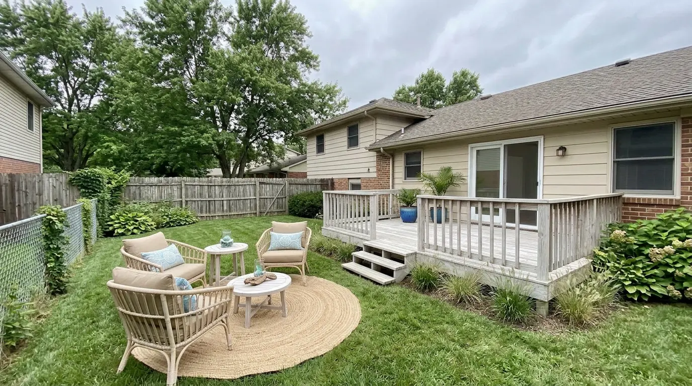 Dated Suburban Curb after AI virtual staging in coastal style