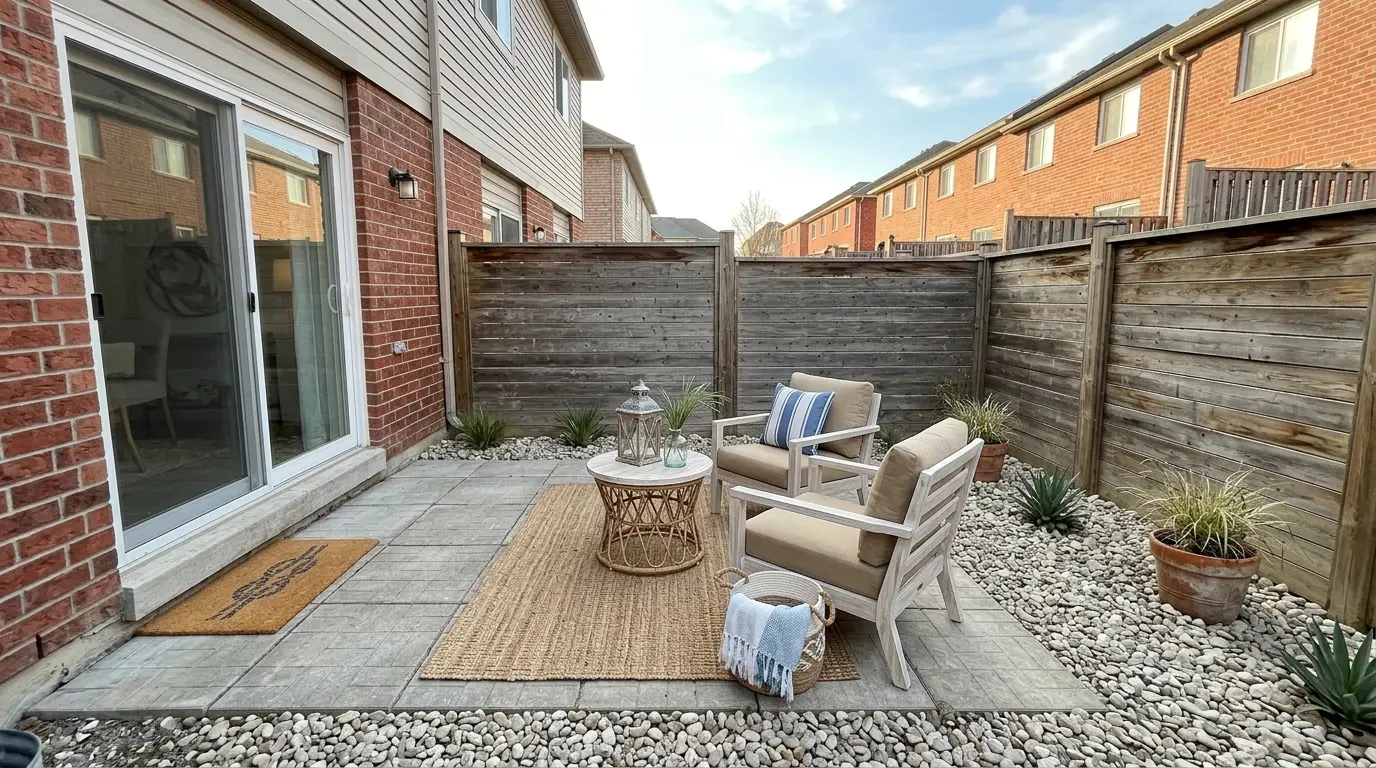 Urban Front Yard after AI virtual staging in coastal style