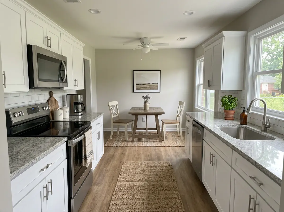Suburban Kitchen Island after AI virtual staging in farmhouse style