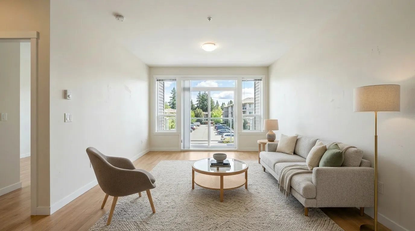 Bright Apartment Living after AI virtual staging in contemporary style