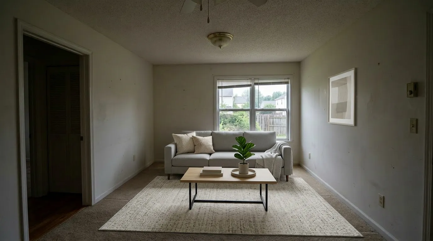 Low-Light Family Room - modern style staging