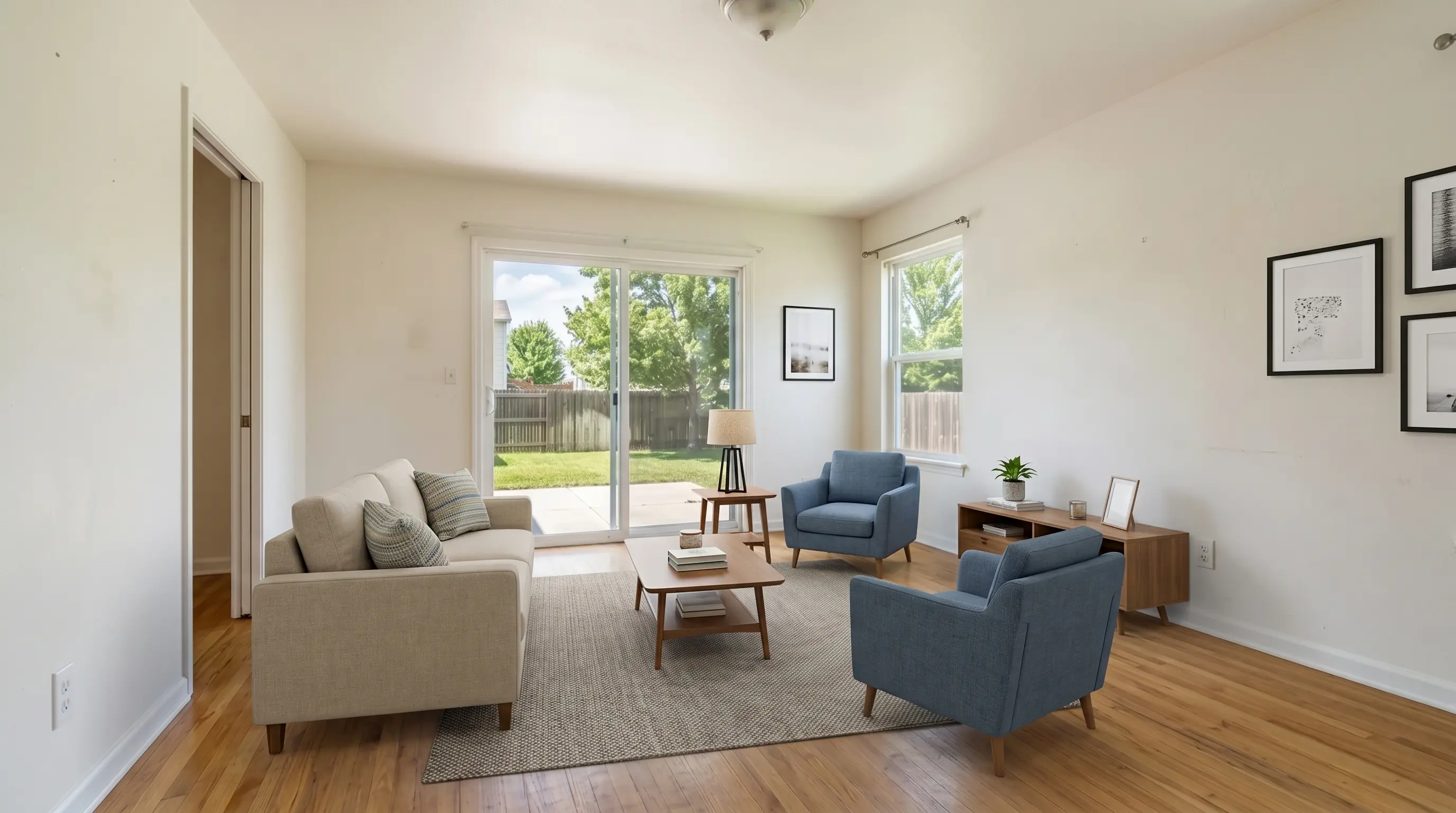 Bright Suburban Living after AI virtual staging in modern style