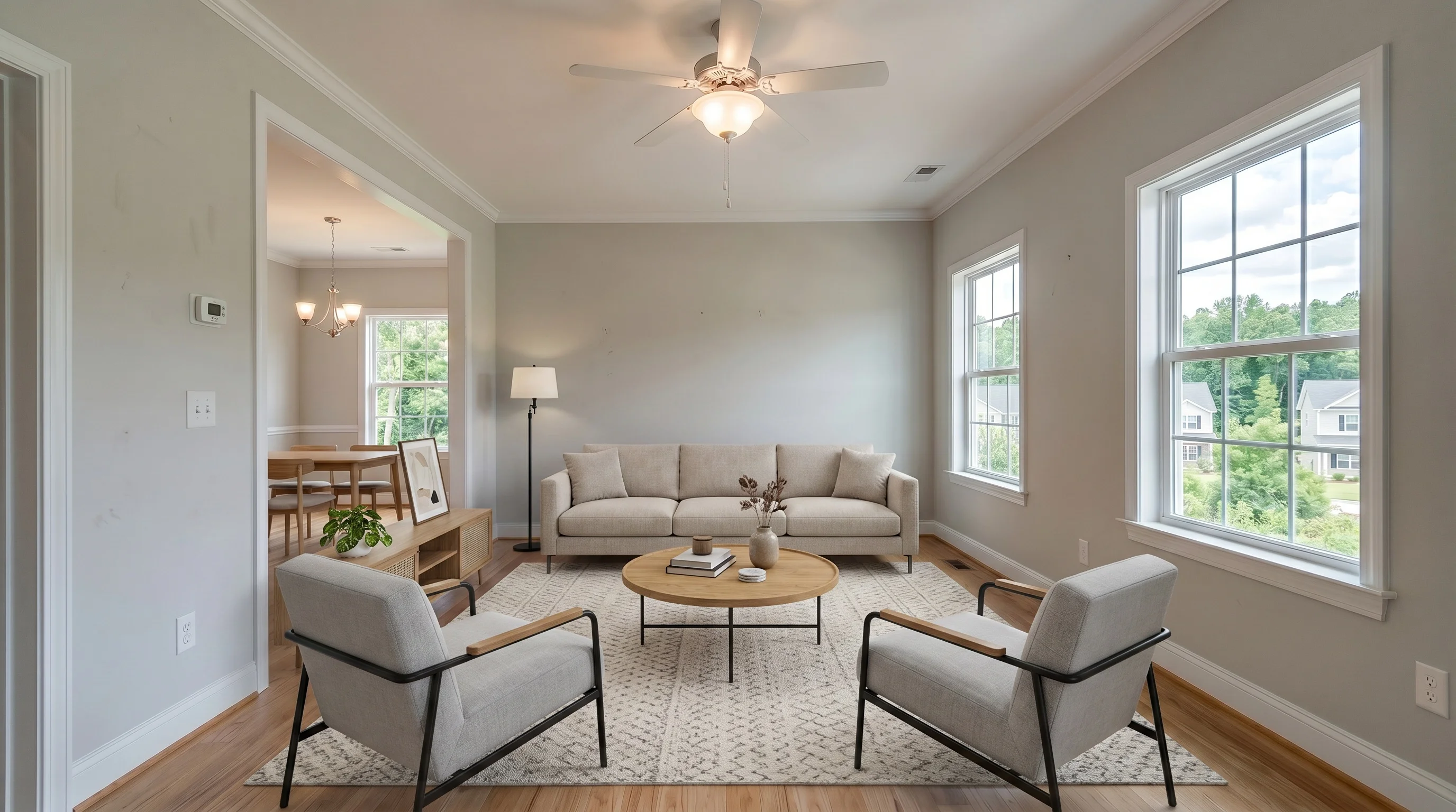 Bright Suburban Living after AI virtual staging in modern style