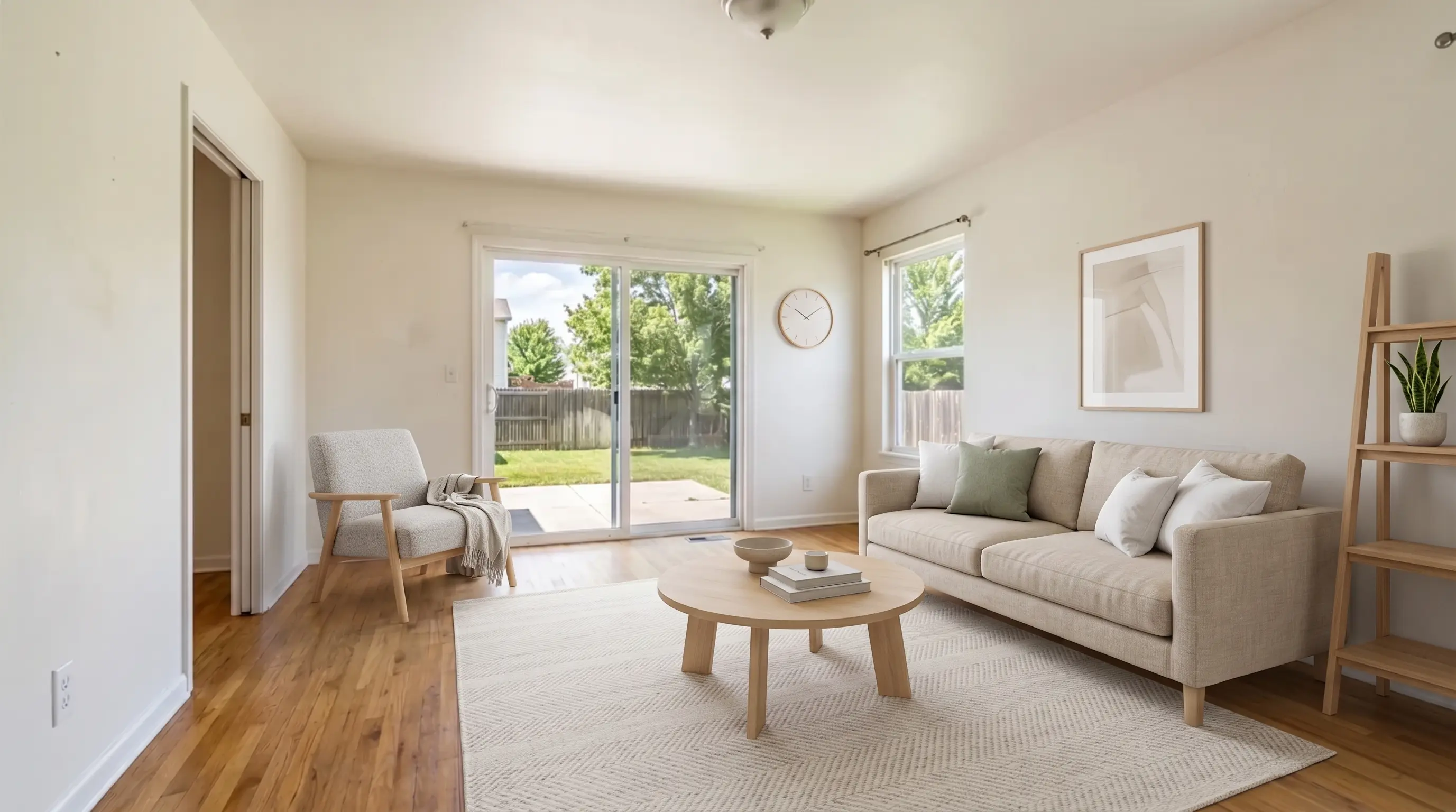 Bright Suburban Living after AI virtual staging in scandinavian style