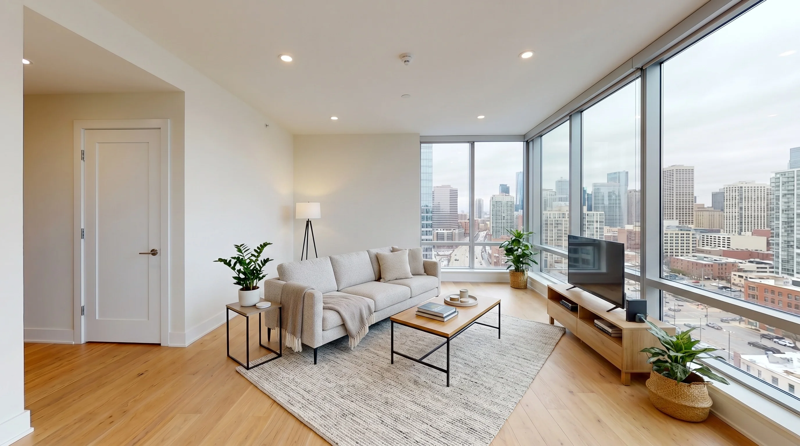 Urban High-Rise Living after AI virtual staging in modern style