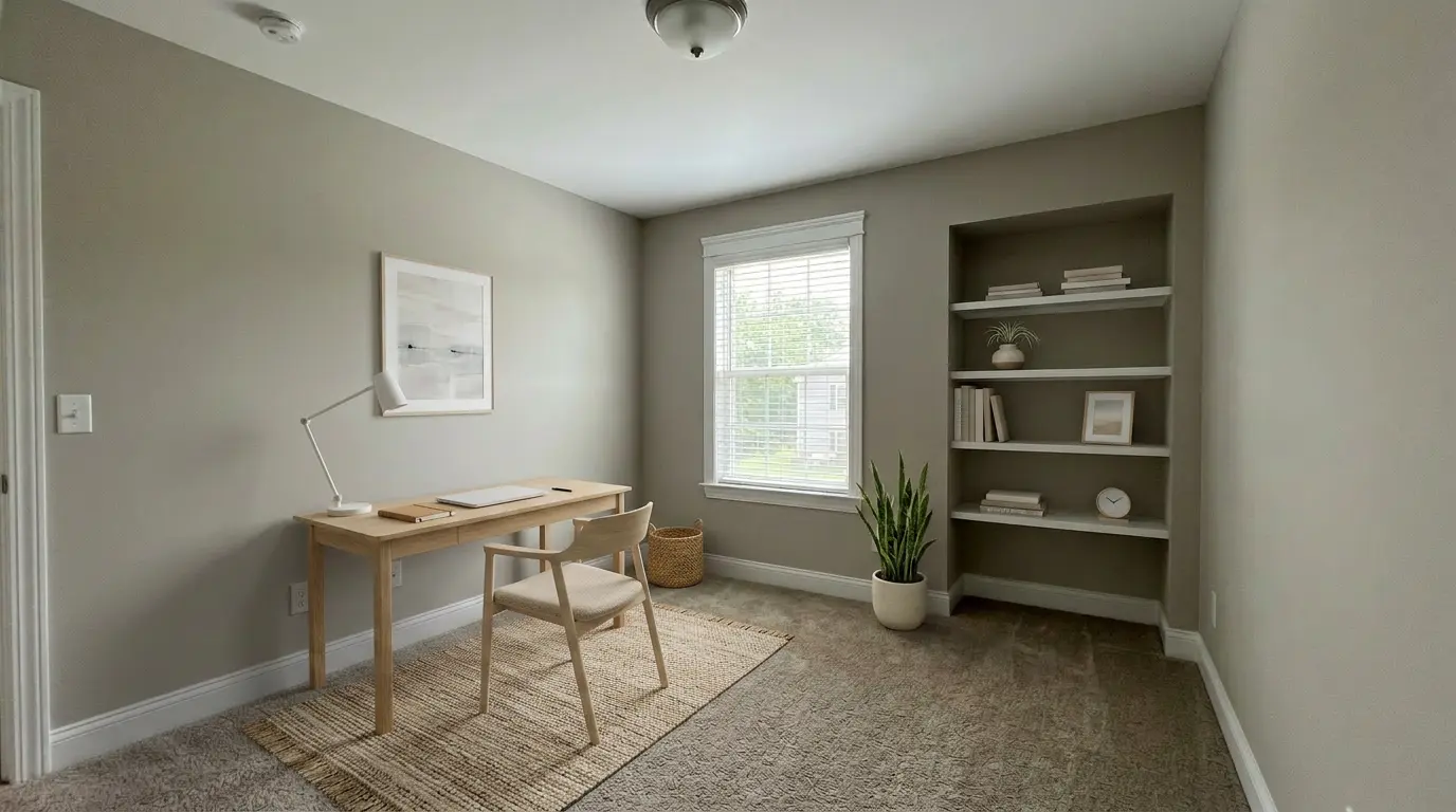Suburban Home Office after AI virtual staging in scandinavian style