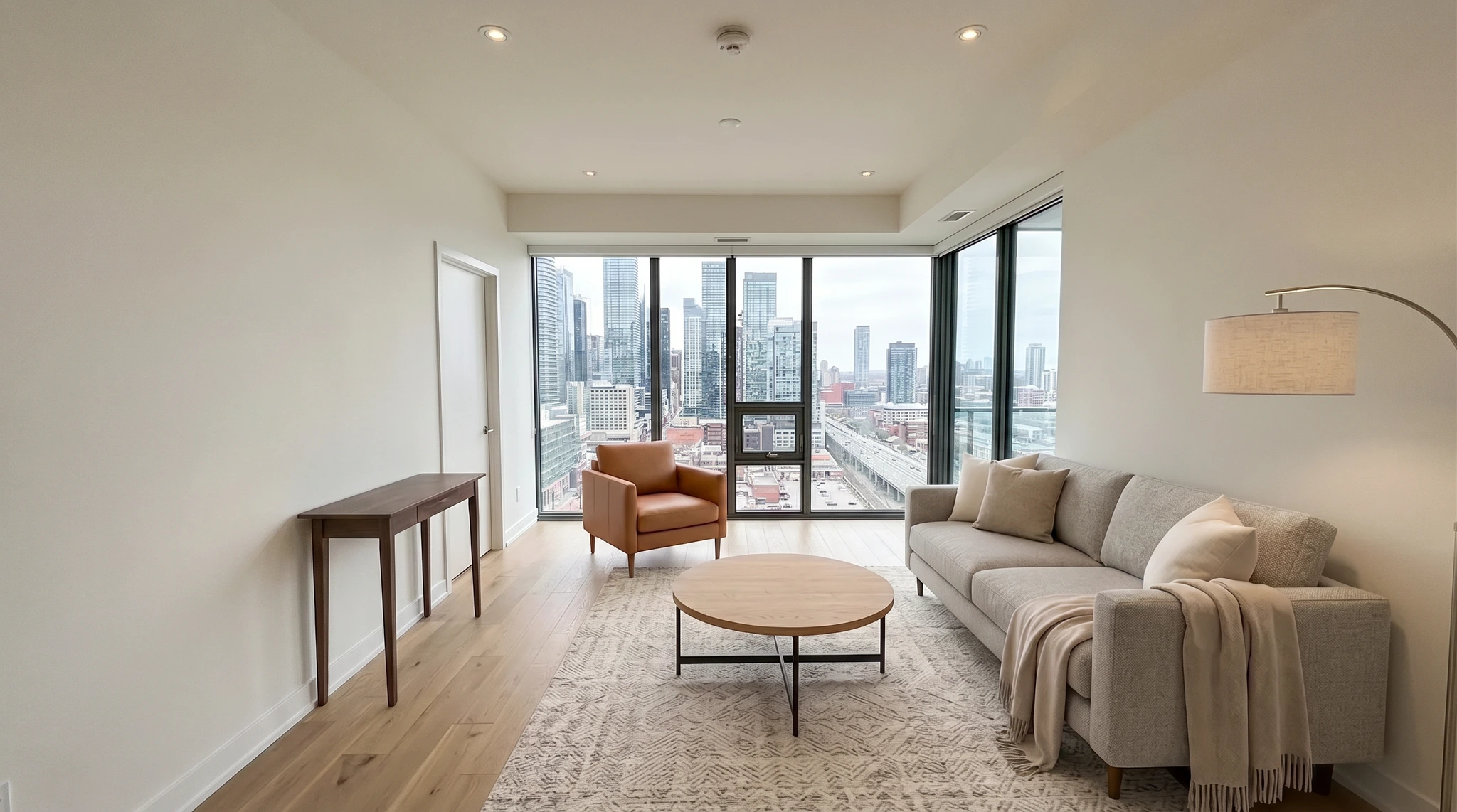 Same room after AI removed clutter for a clean listing photo