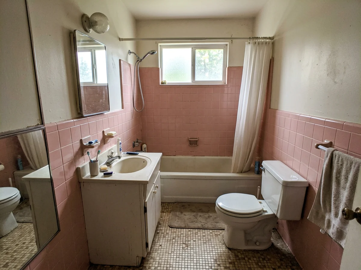 Dated bathroom before virtual renovation